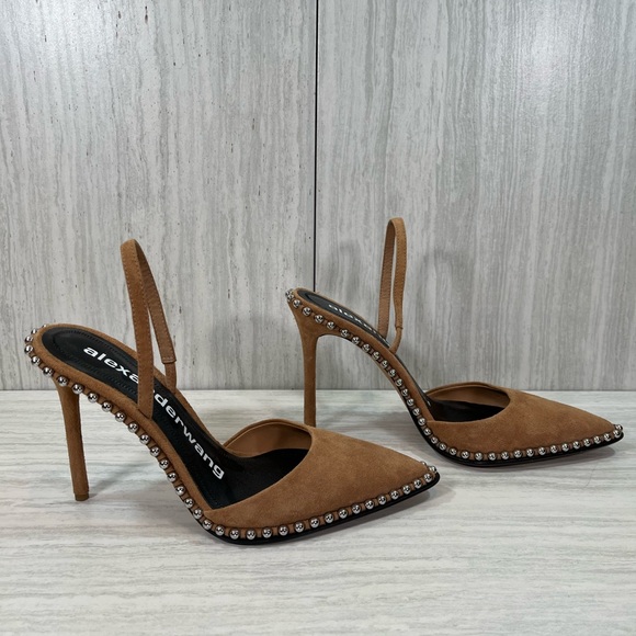 Alexander Wang Rina Calf Brown Suede Heels - Picture 3 of 12
